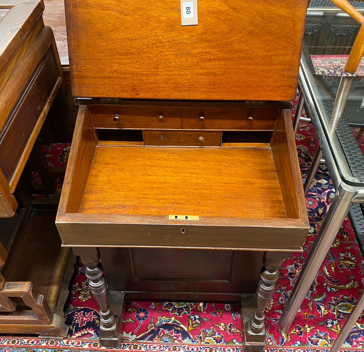 A late Victorian mahogany davenport, width 52cm, depth 52cm, height 91cm